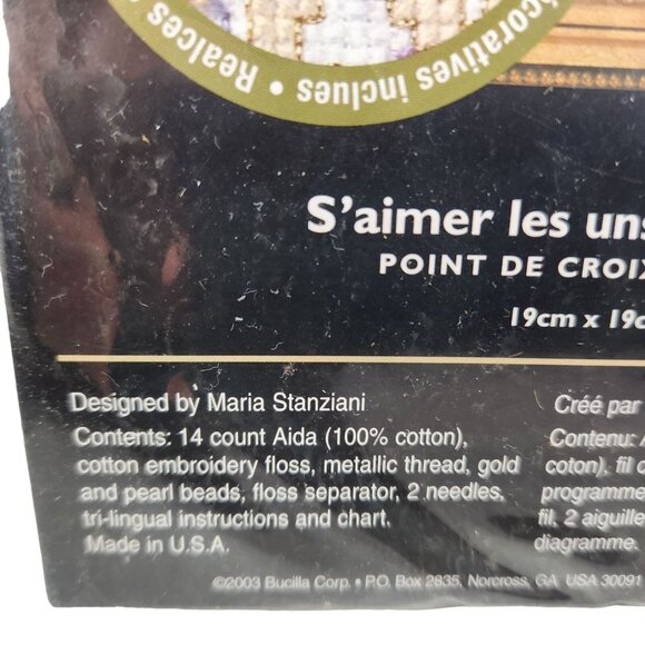 Bucilla Love One Another Counted Cross Stitch Kit Wedding Personalize Beads New - Picture 6 of 9